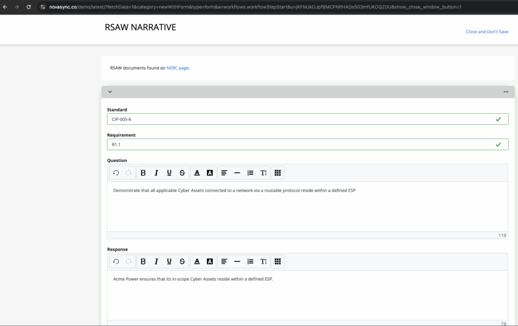RSAW Narrative NovaSync